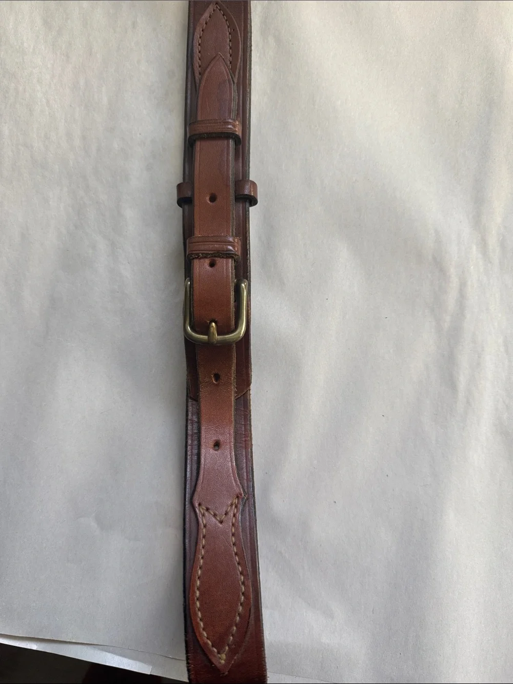 VTG The J. Peterman Company Brown Leather Belt Mens 40 Brass buckle Western